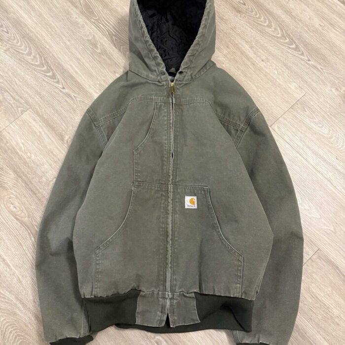 Rare Vintage Carhartt J138 Hooded Jacket – Medium Quilted Green Classic!