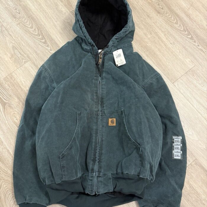 Extremely Rare Vintage Carhartt J151 HTG Hooded Bomber Jacket – 2XL Deadstock Green!