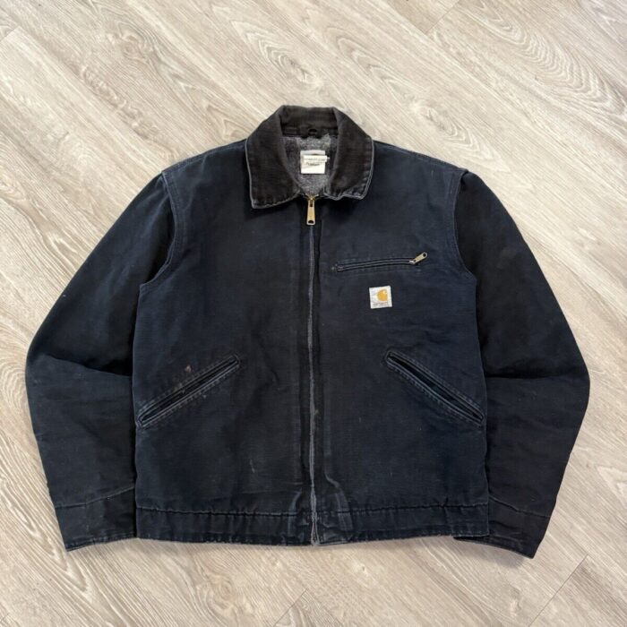 Rare Vintage Carhartt J01 Detroit Jacket – Medium Black Overcoat with Character!